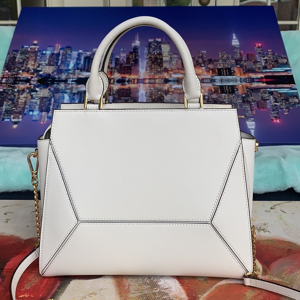 MICHAEL KORS PRISM LG SATCHEL OPTIC WHITE - Picture 5 of 16
